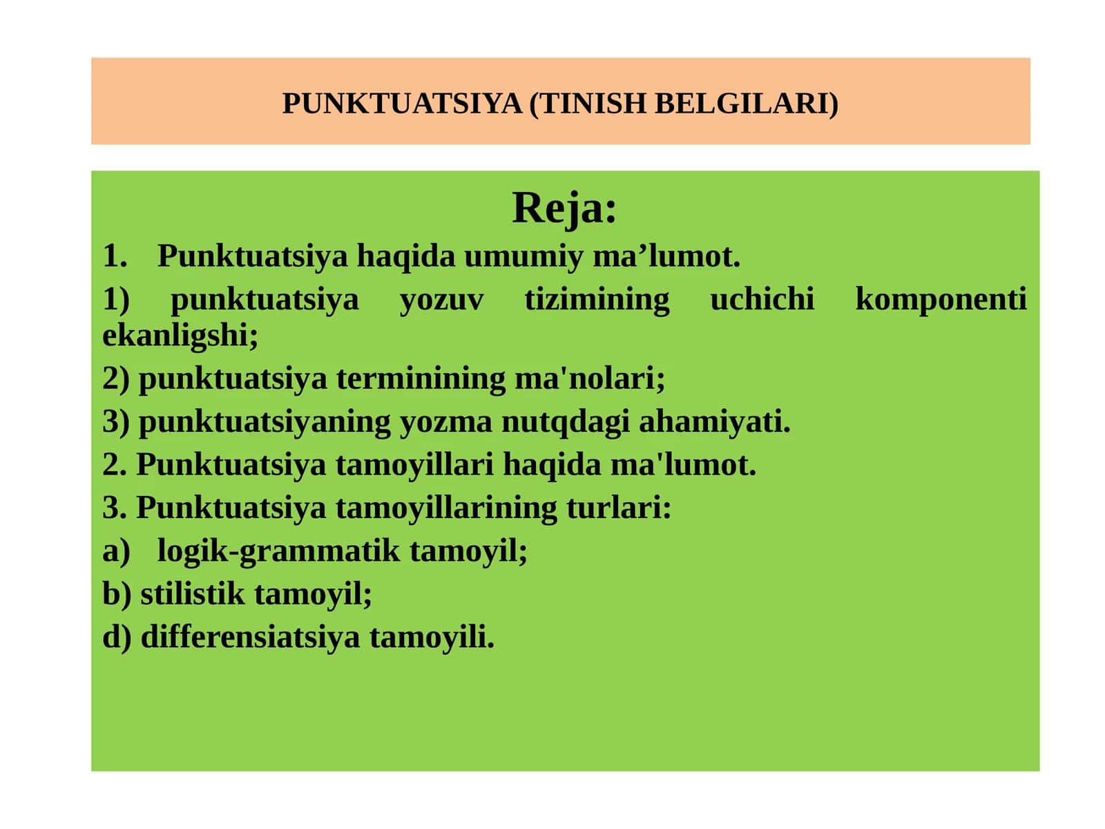 PUNKTUATSIYA (TINISH BELGILARI)
