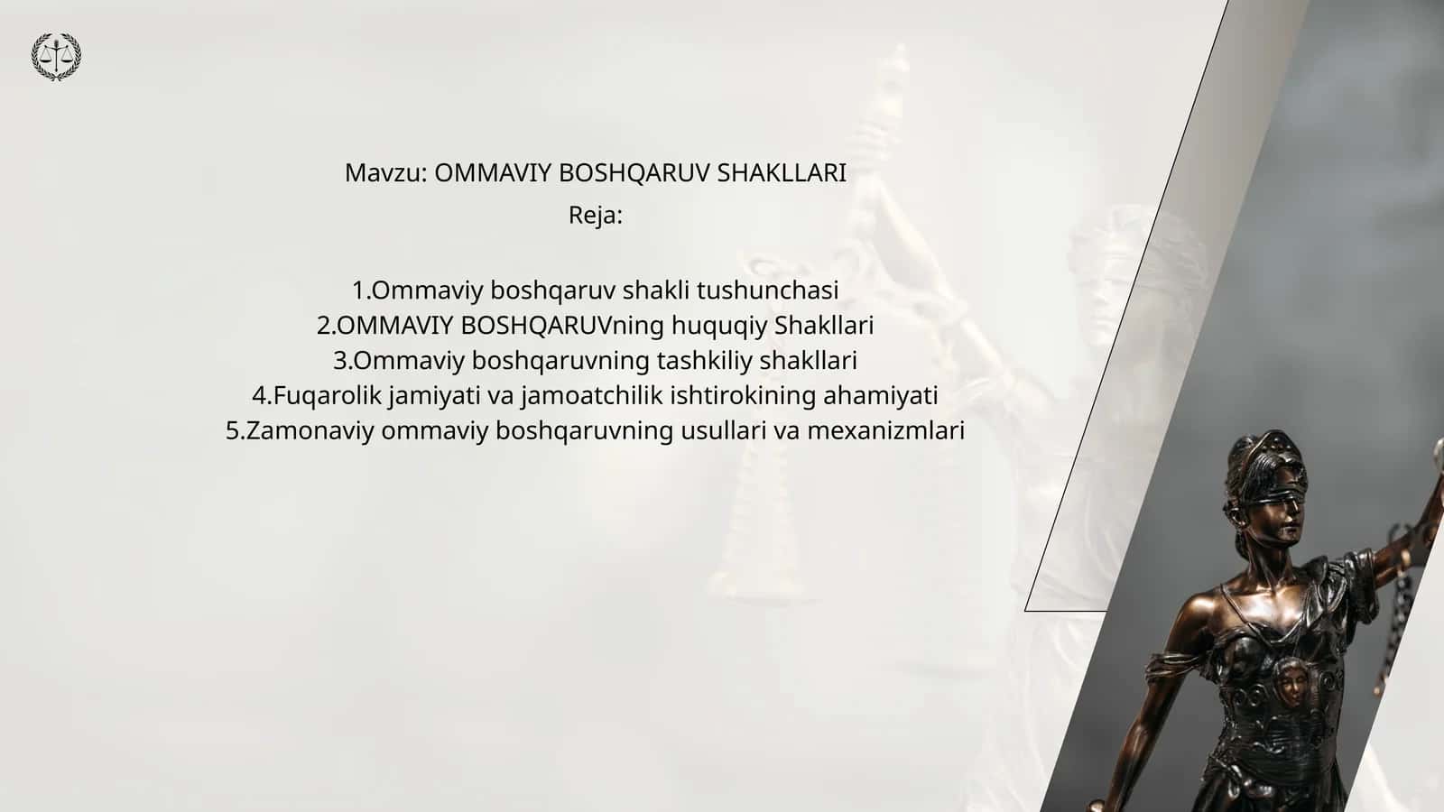 OMMAVIY BOSHQARUV SHAKLLARI