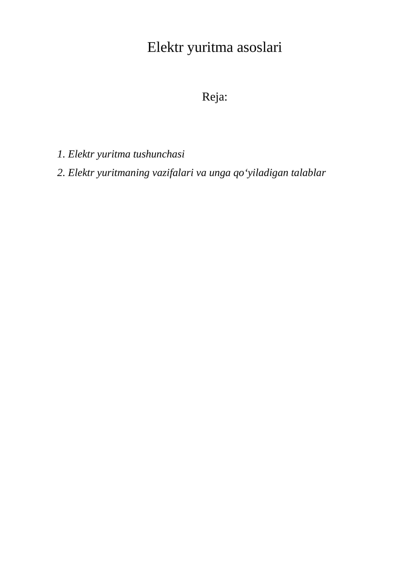 Elektr yuritma asoslari