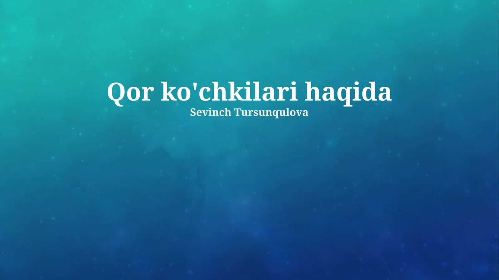 Qor ko'chkilari haqida