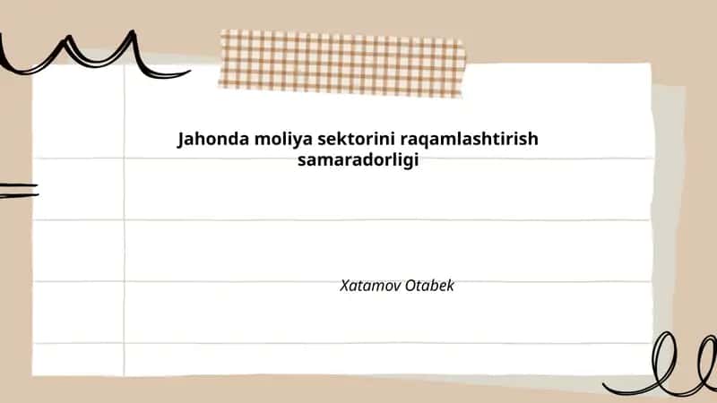Jahonda moliya sektorini raqamlashtirish samaradorligi