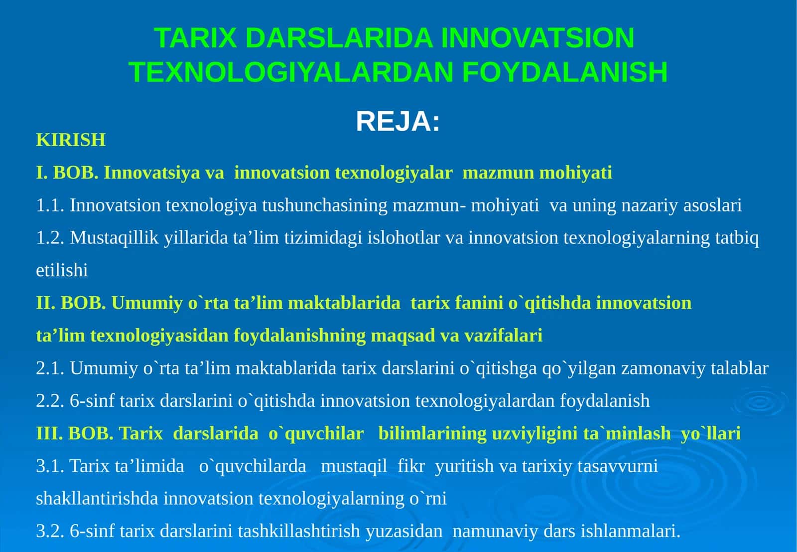 Innovatsiya va innovatsion texnologiyalar mazmun mohiyati
