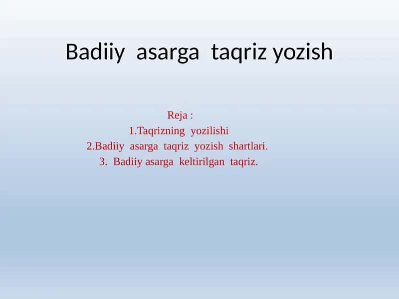 Badiiyasargataqrizyozish