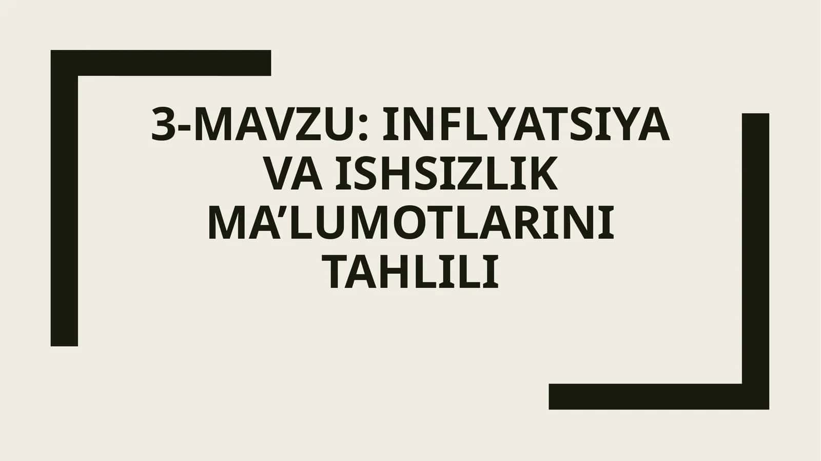 Inflyatsiya va ishsizlik ma’lumotlarini tahlili