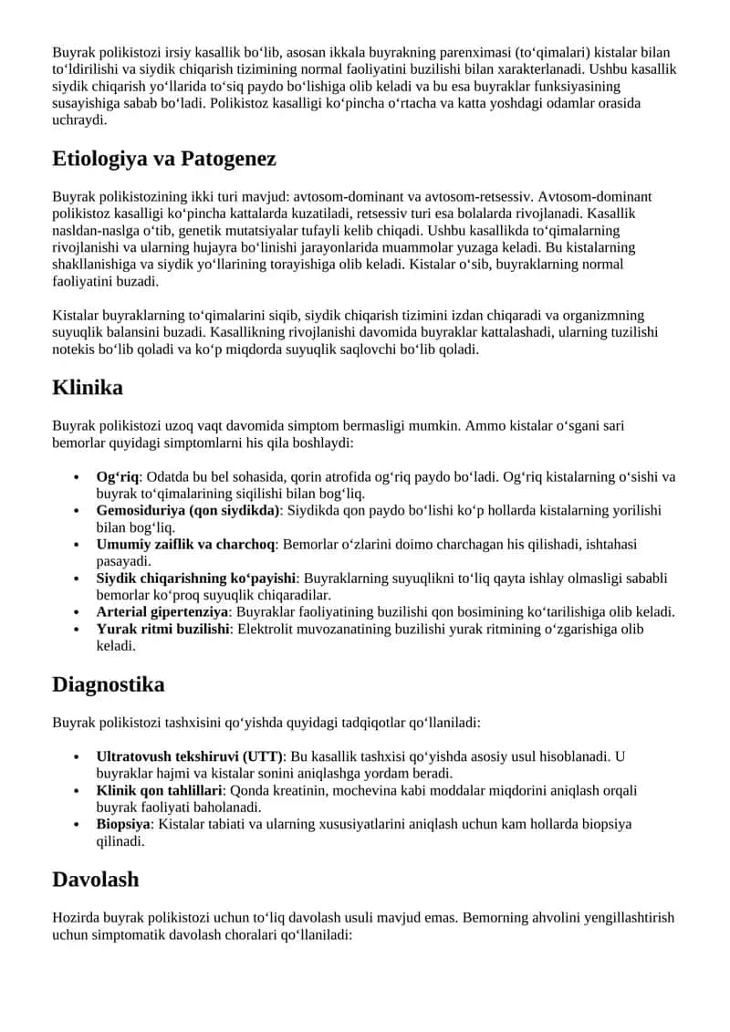 Buyrak polikistozi
