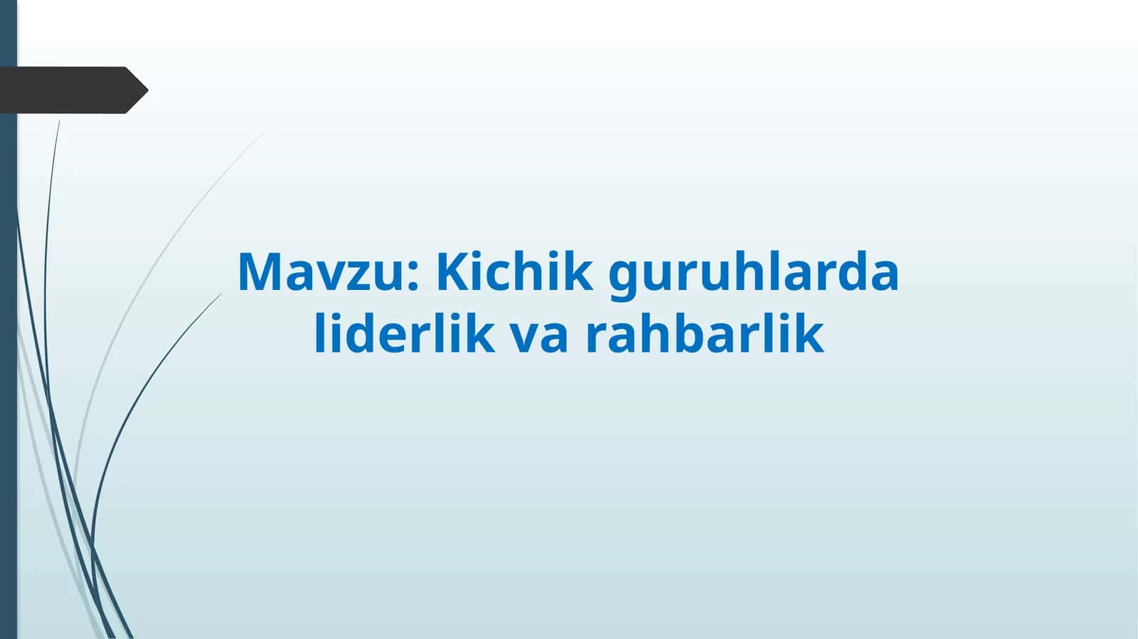 Kichik guruhlarda liderlik va rahbarlik