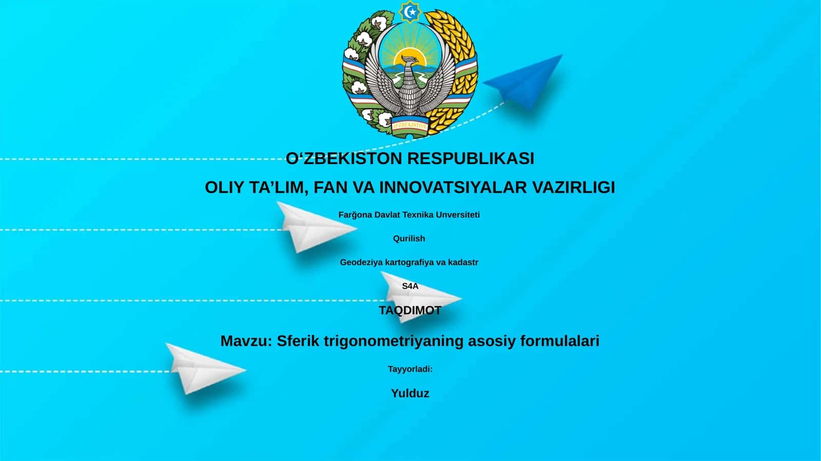 Sferik trigonometriyaning asosiy formulalari