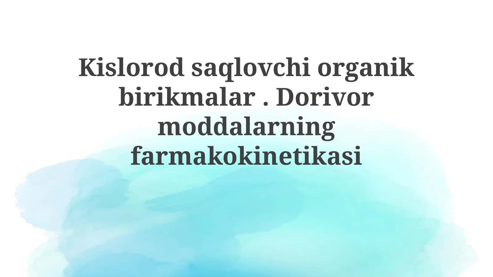 Kislorodli organik birikmalar