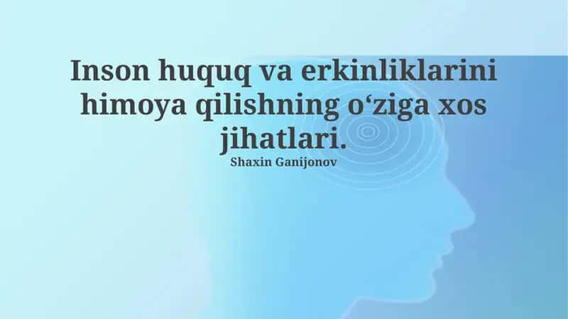 Inson huquqlari va erkinliklarini himoya qilishning o'ziga xos jihatlari