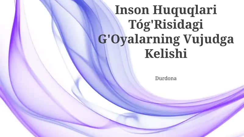 Inson Huquqlari Tóg'Risidagi G'Oyalarning Vujudga Kelishi