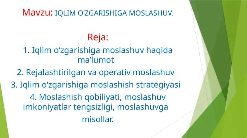IQLIMOʻZGARISHIGAMOSLASHUV