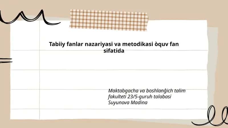 Tabiiy fanlar nazariyasi va metodikasi