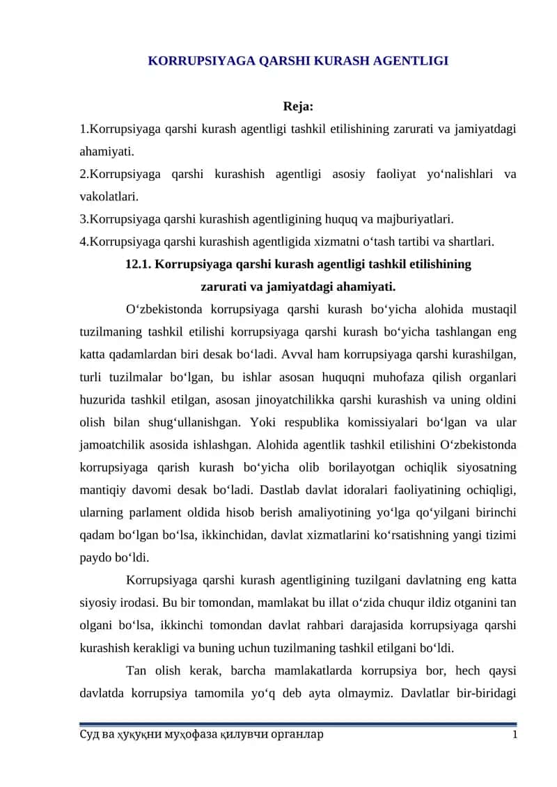 Korrupsiyaga qarshi kurash agentligi
