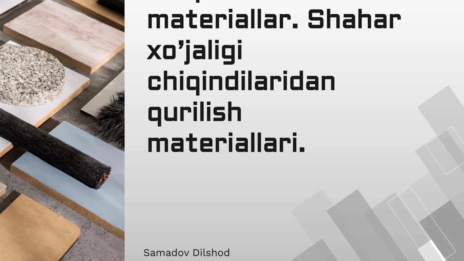 Kon-ruda sanoati va qurilish materiallari sanoati chiqindilaridan materiallar