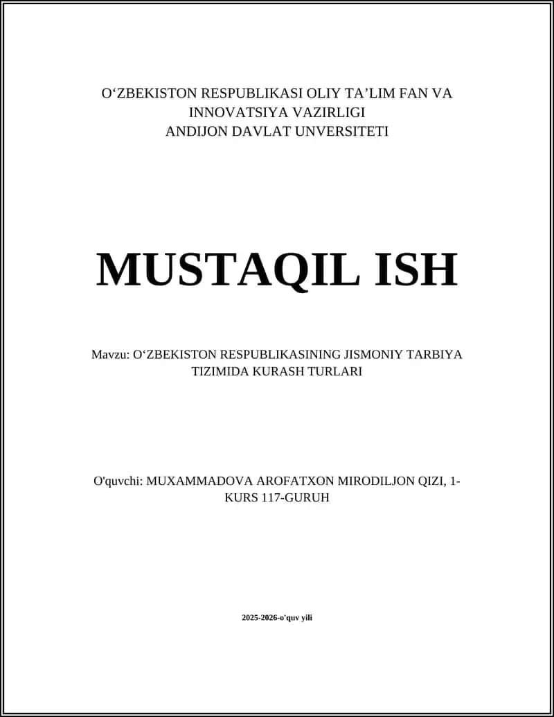 Oʻzbek milliy kurashi (Kurash) jismoniy tarbiya dasturida