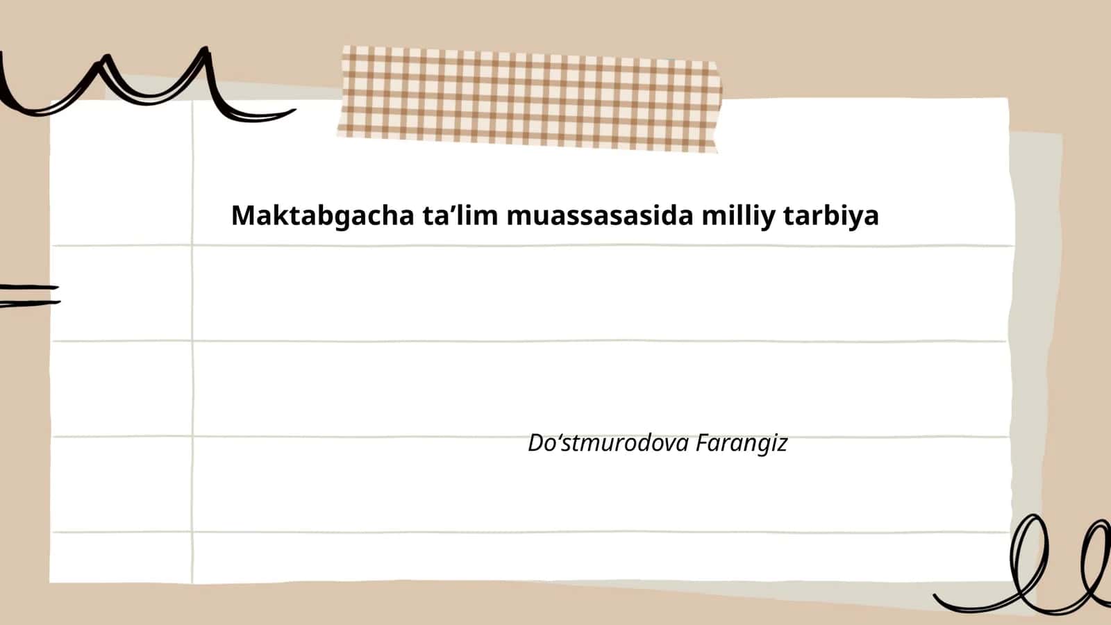 Maktabgacha taʼlim muassasasida milliy tarbiya