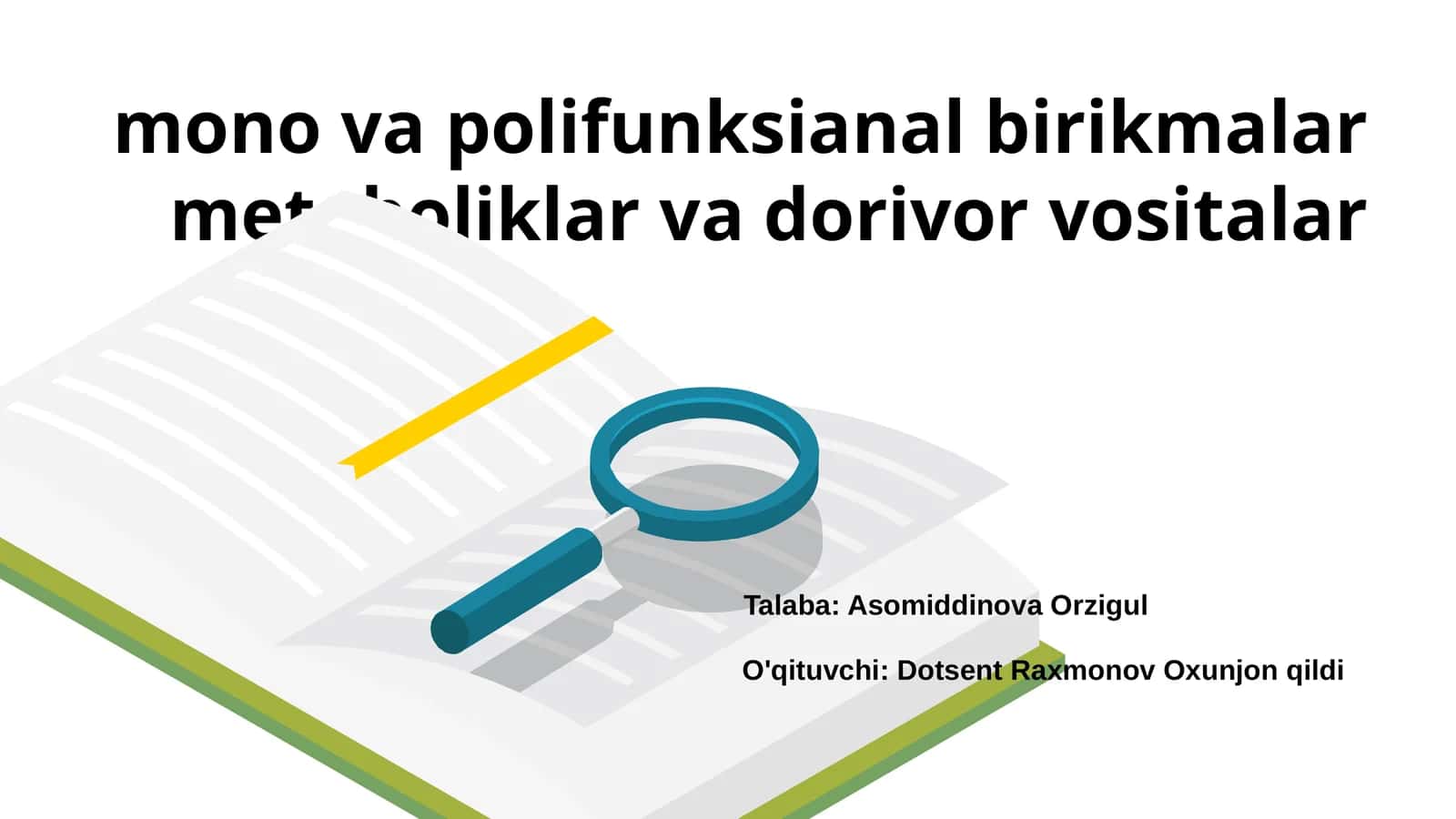 mono va polifunksianal birikmalar metoboliklar va dorivor vositalar