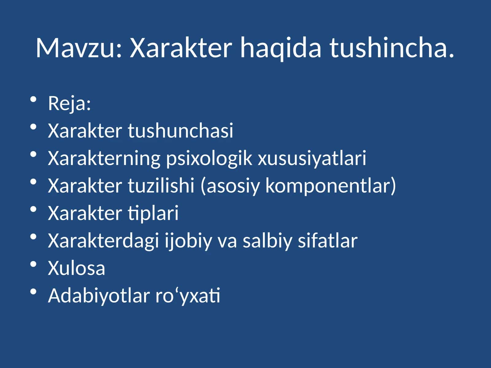 Xarakter haqida tushincha