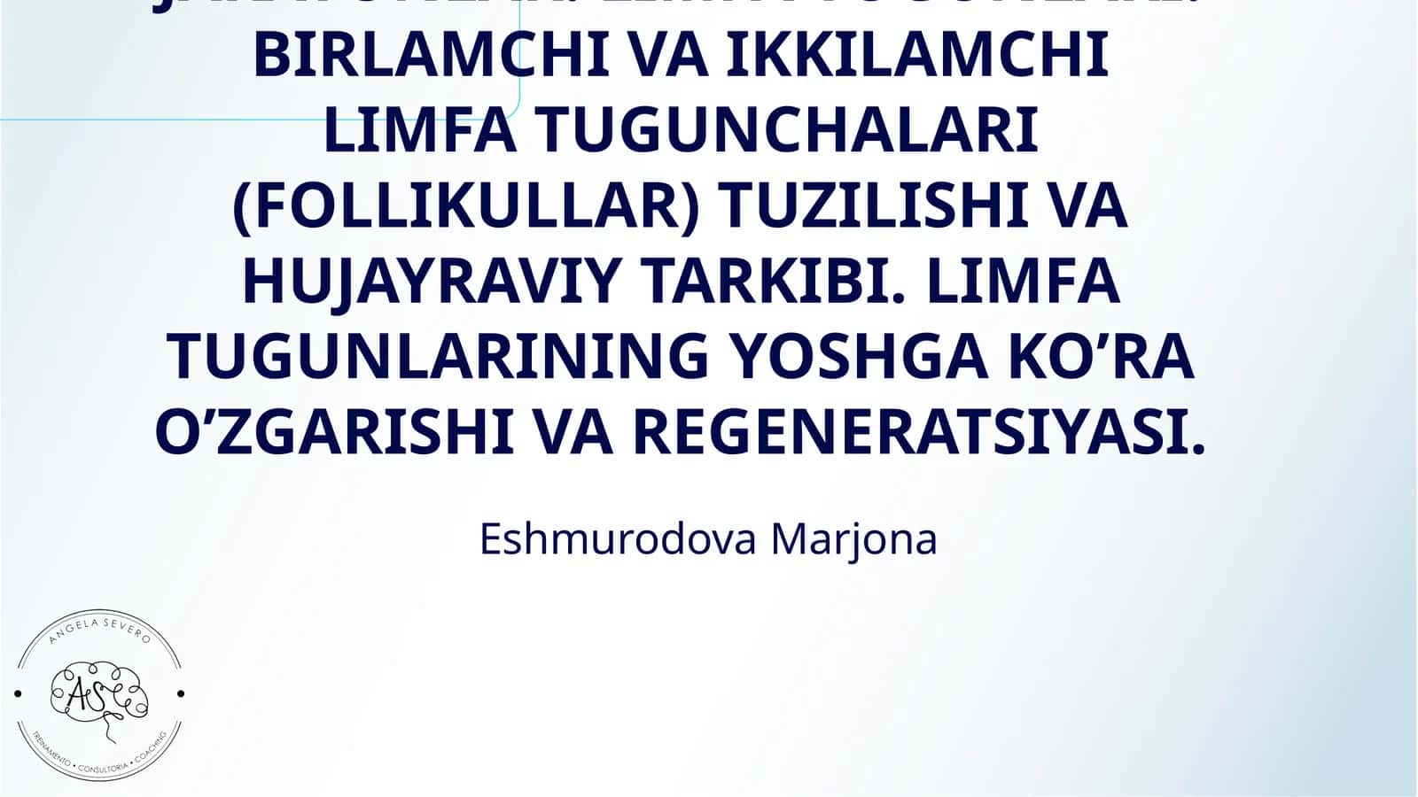 QON TOMIR ENDOTELIYSINING FUNKSIYALARI. YURAK-QON TOMIRLAR TIZIMIDA REGENERATOR VA KOMPENSATOR JARAYONLAR. LIMFA TUGUNLARI. BIRLAMCHI VA IKKILAMCHI LIMFA TUGUNCHALARI (FOLLIKULLAR) TUZILISHI VA HUJAYRAVIY TARKIBI. LIMFA TUGUNLARINING YOSHGA KO’RA O’ZGARISHI VA REGENERATSIYASI