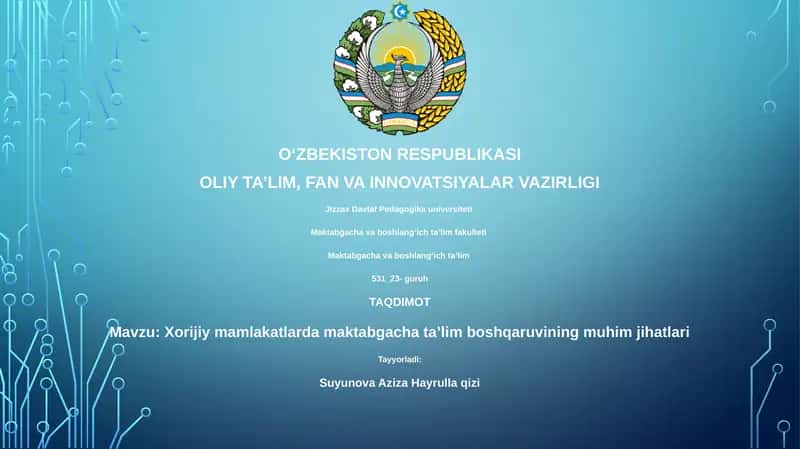 Xorijiy mamlakatlarda maktabgacha taʼlim boshqaruvining muhim jihatlari