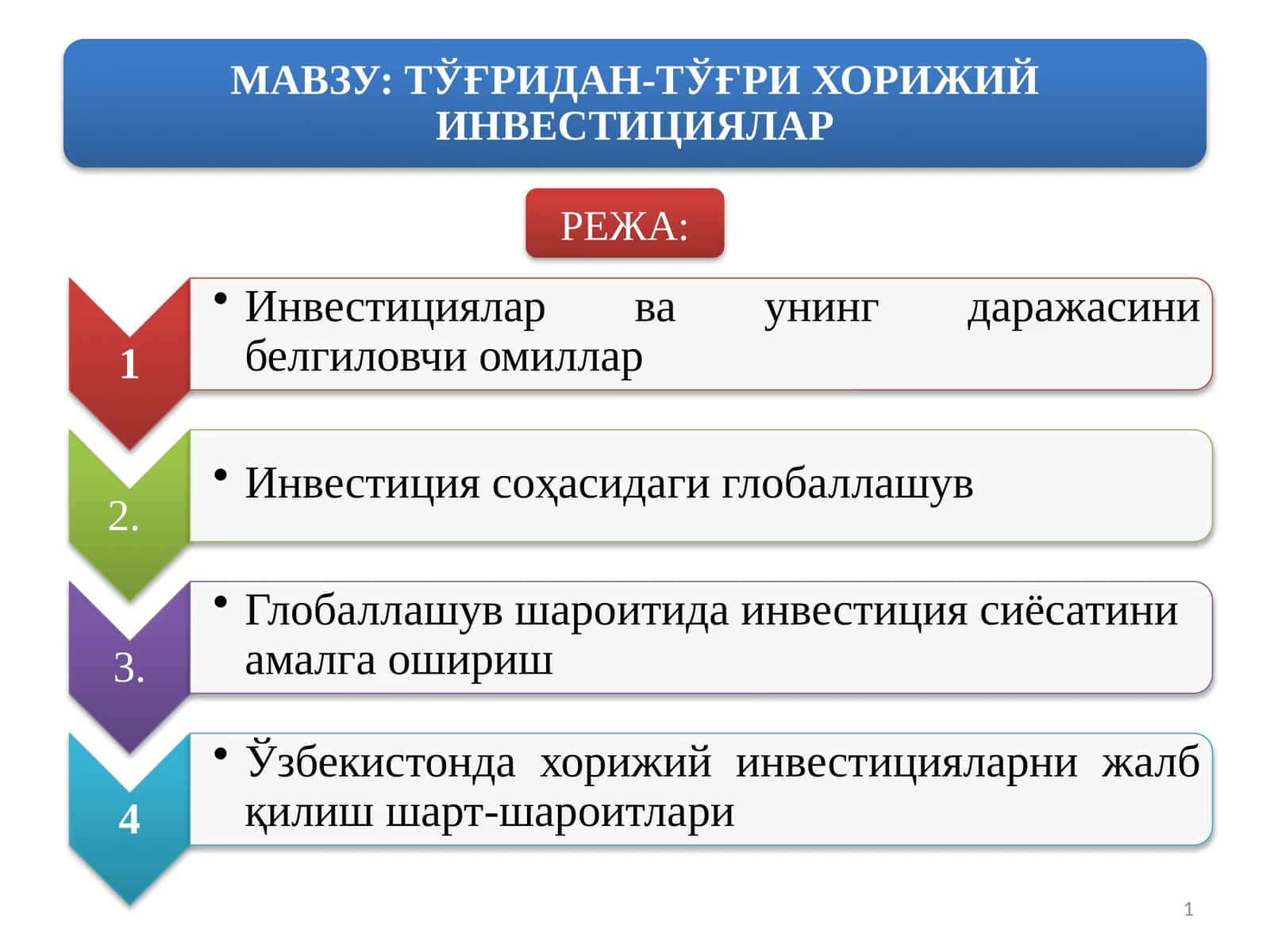 ТЎҒРИДАН-ТЎҒРИ ХОРИЖИЙ ИНВЕСТИЦИЯЛАР