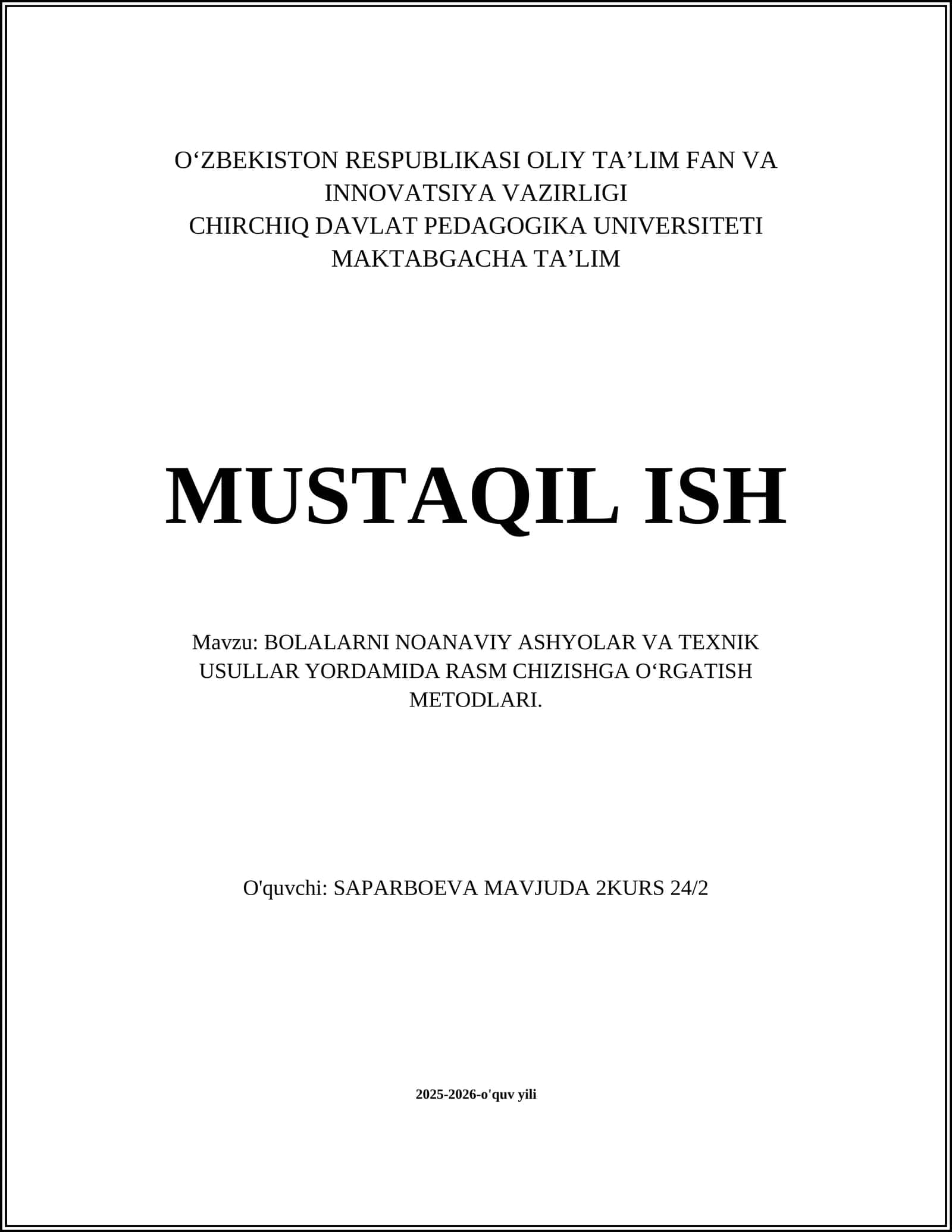 Bolalarni noan’anaviy ashyolar va texnik usullar yordamida rasm chizishga oʻrgatish metodlari