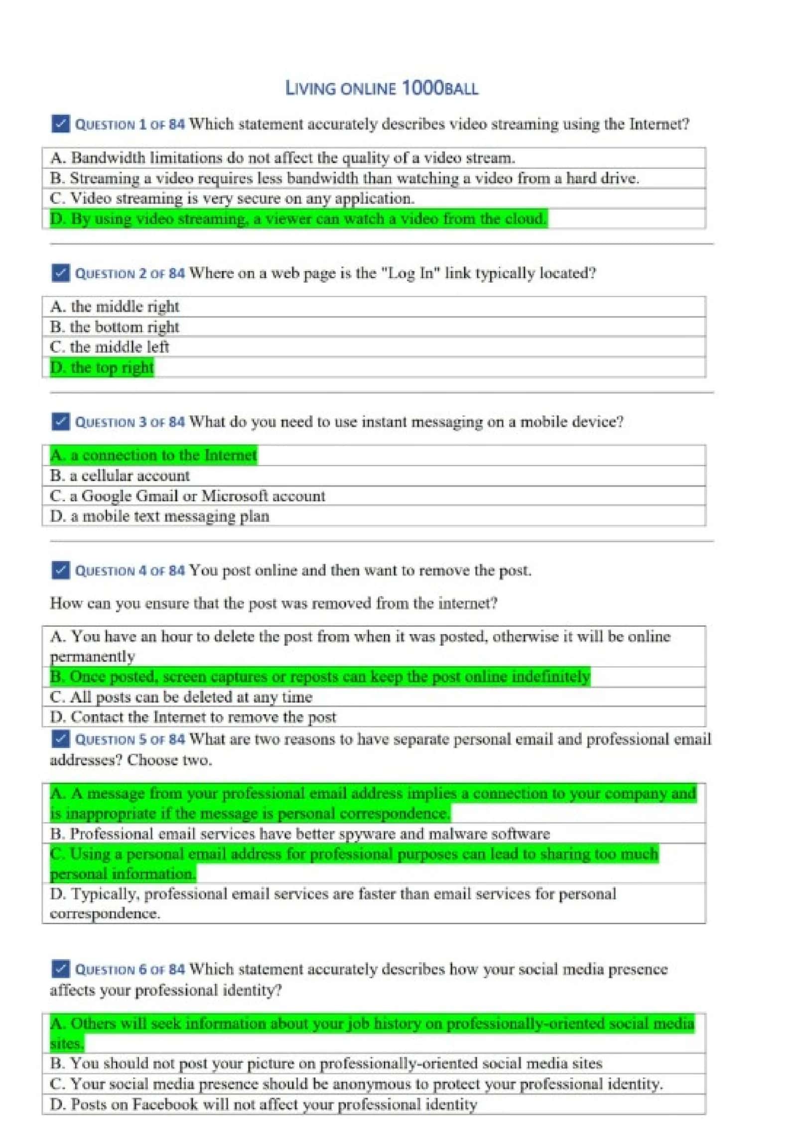 Living online Ennglish Informatika IC3 sertifikatt javoblari 2-bosqich