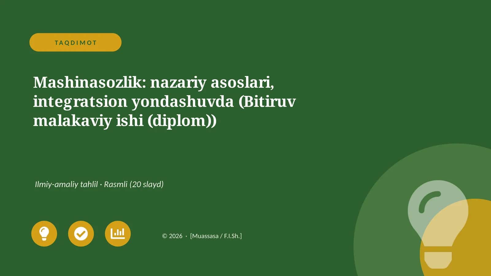 Mashinasozlik: nazariy asoslari, integratsion yondashuvda (Bitiruv malakaviy ishi (diplom))