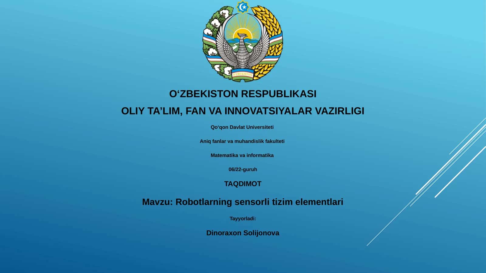 Robotlarning sensorli tizim elementlari