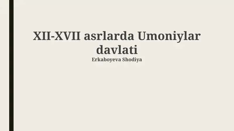 XII-XVII asrlarda Umoniylar davlati
