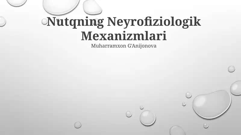 Nutqning Neyrofiziologik Mexanizmlari