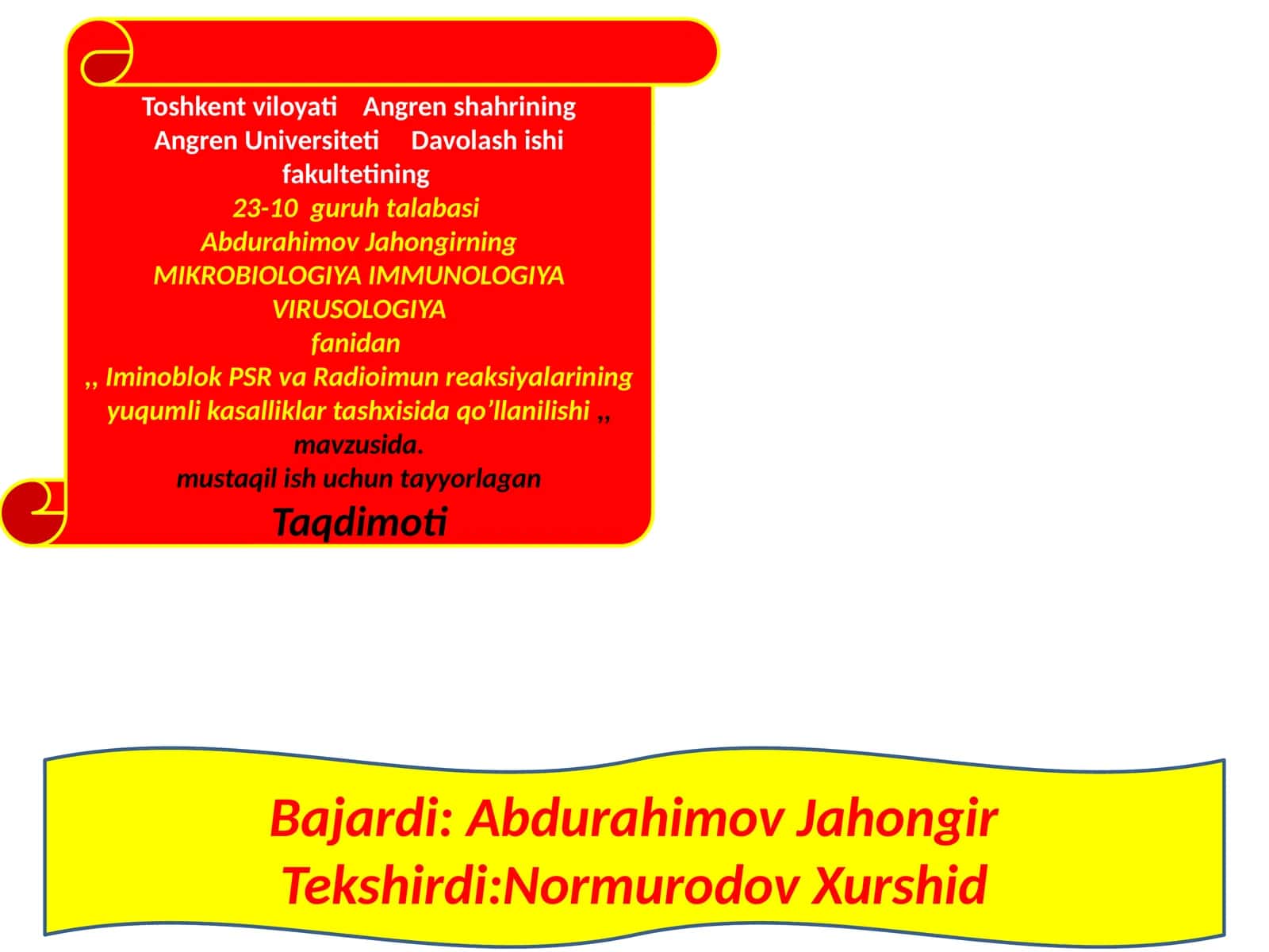 IminoblokPSR va Radioimun Reaktsiyalarining Qo‘llanilishi