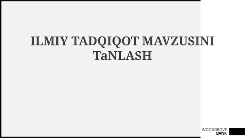 ILMIY TADQIQOT MAVZUSI