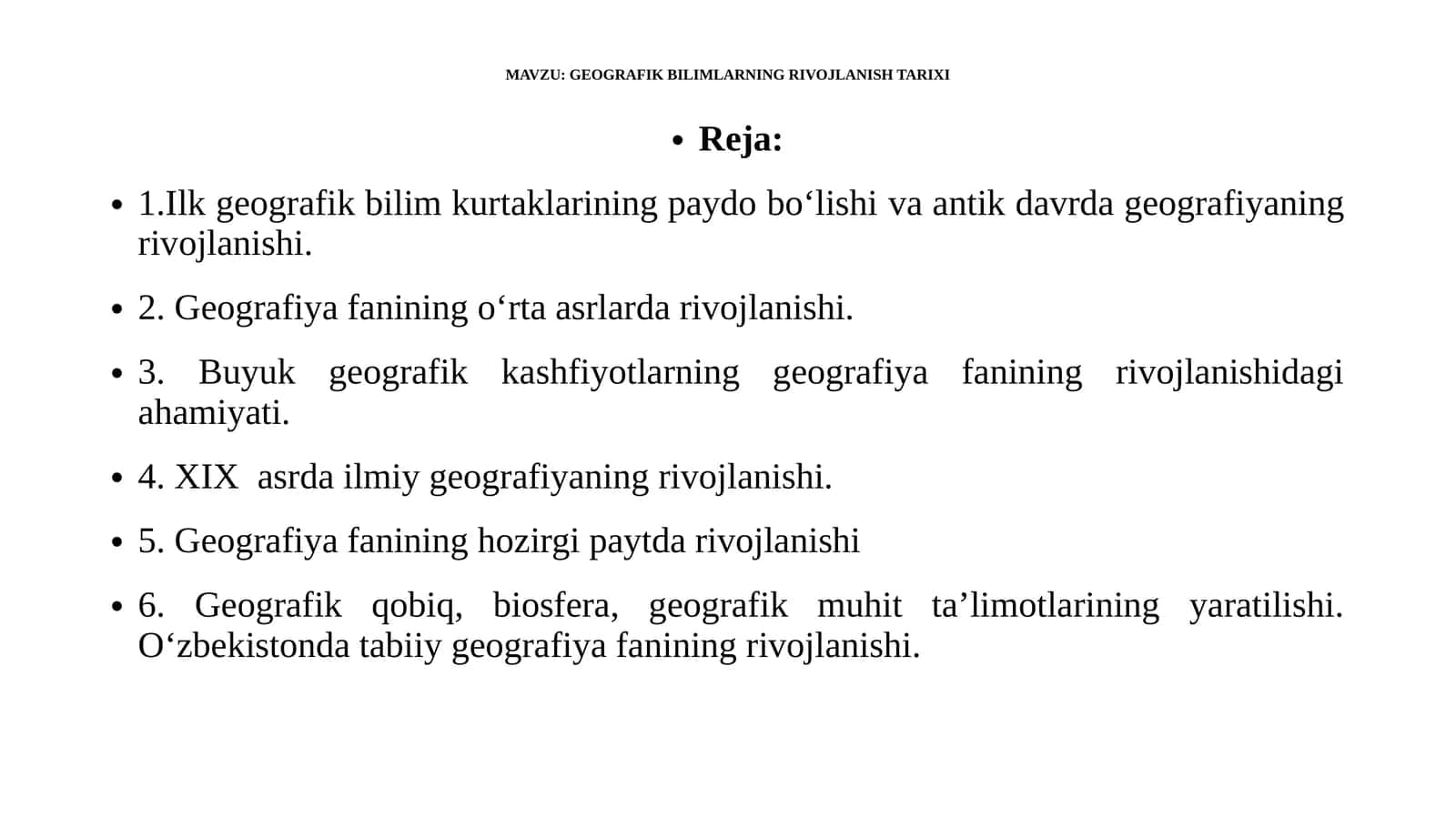 GEOGRAFIK BILIMLARNING RIVOJLANISH TARIXI