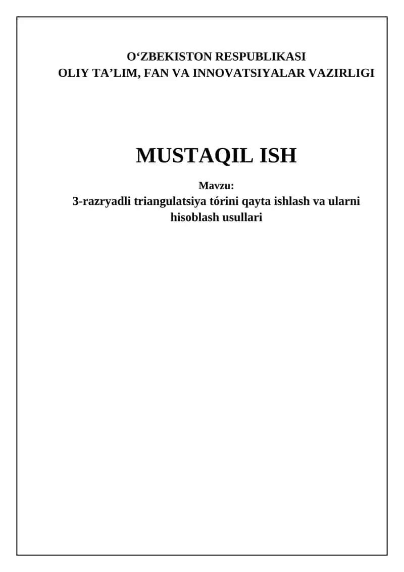 3-tartibli triangulyatsiya tarmoqlari