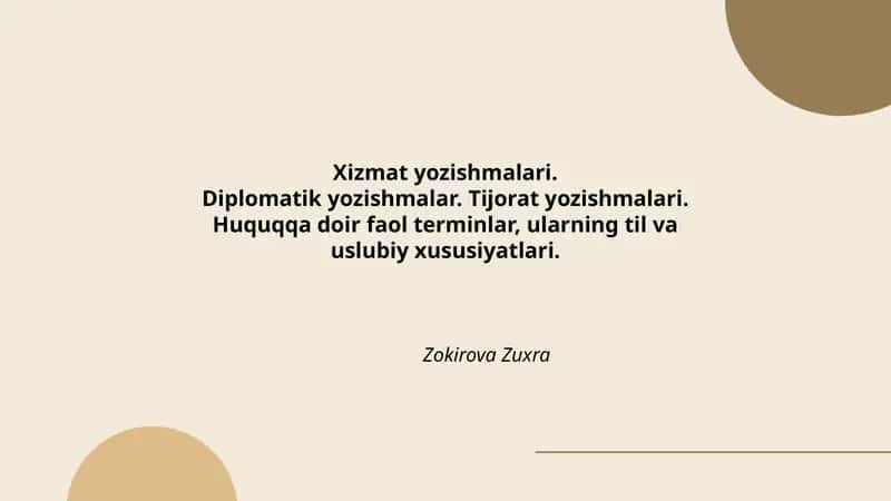 Huquqqa doir faol terminlar, ularning til va uslubiy xususiyatlari