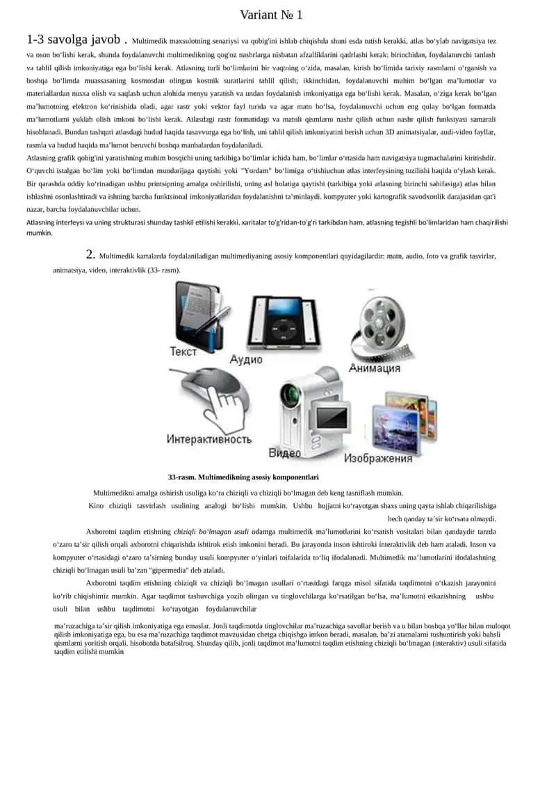 Multimedik maxsulotning senariysi va qobig'ini ishlab chiqish