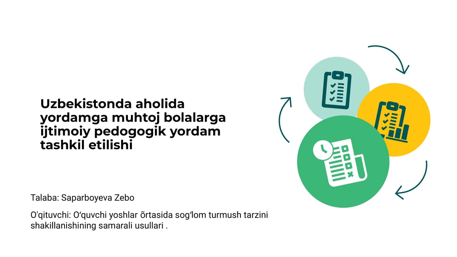 Uzbekistonda aholida yordamga muhtoj bolalarga ijtimoiy pedogogik yordam tashkil etilishi