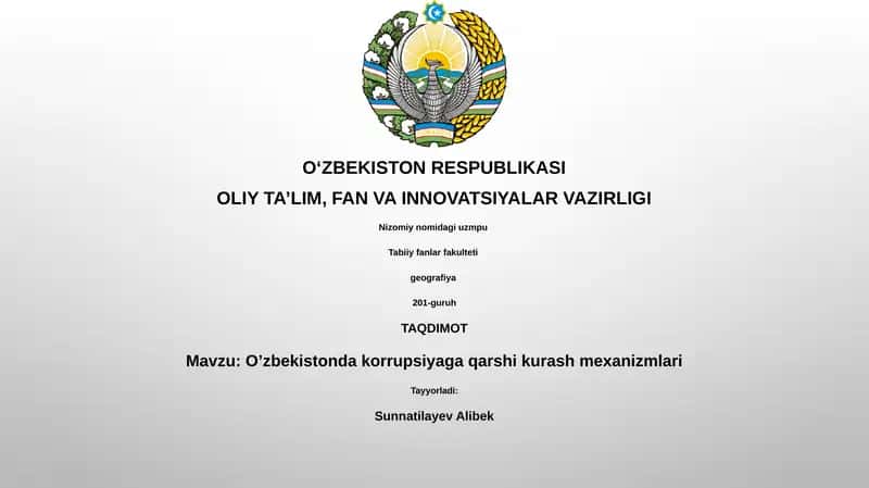 O’zbekistonda korrupsiyaga qarshi kurash mexanizmlari