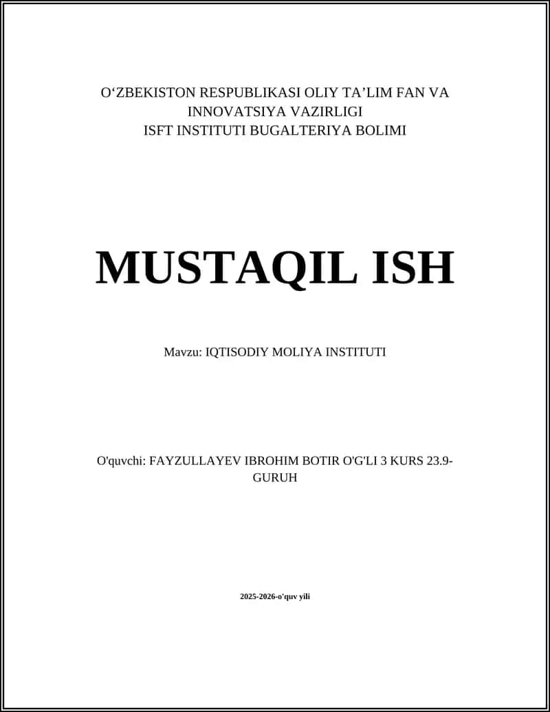 IQTISODIY MOLIYA INSTITUTI