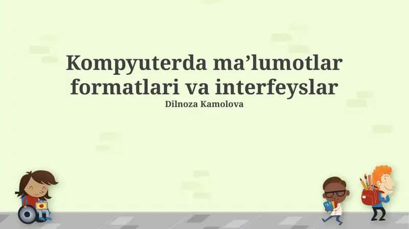Kompyuterda maʼlumotlar formatlari va interfeyslar