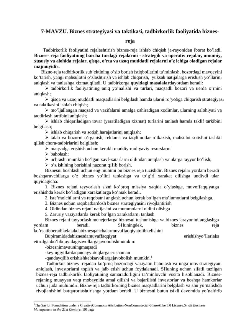 Biznes strategiyasi va taktikasi