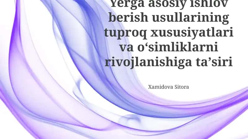 Yerga asosiy ishlov berish usullarining tuproq xususiyatlari va oʻsimliklarni rivojlanishiga taʼsiri