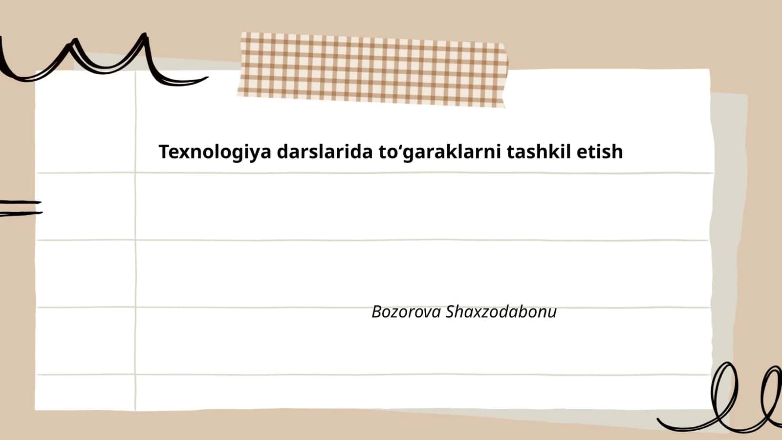 Texnologiya darslarida toʻgaraklarni tashkil etish