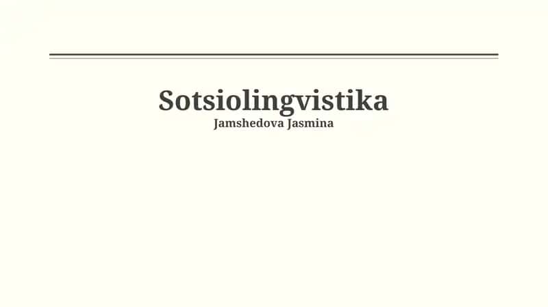 Til va Jamiyat: Sociolinguistikaning Asosiy Tushunchalari