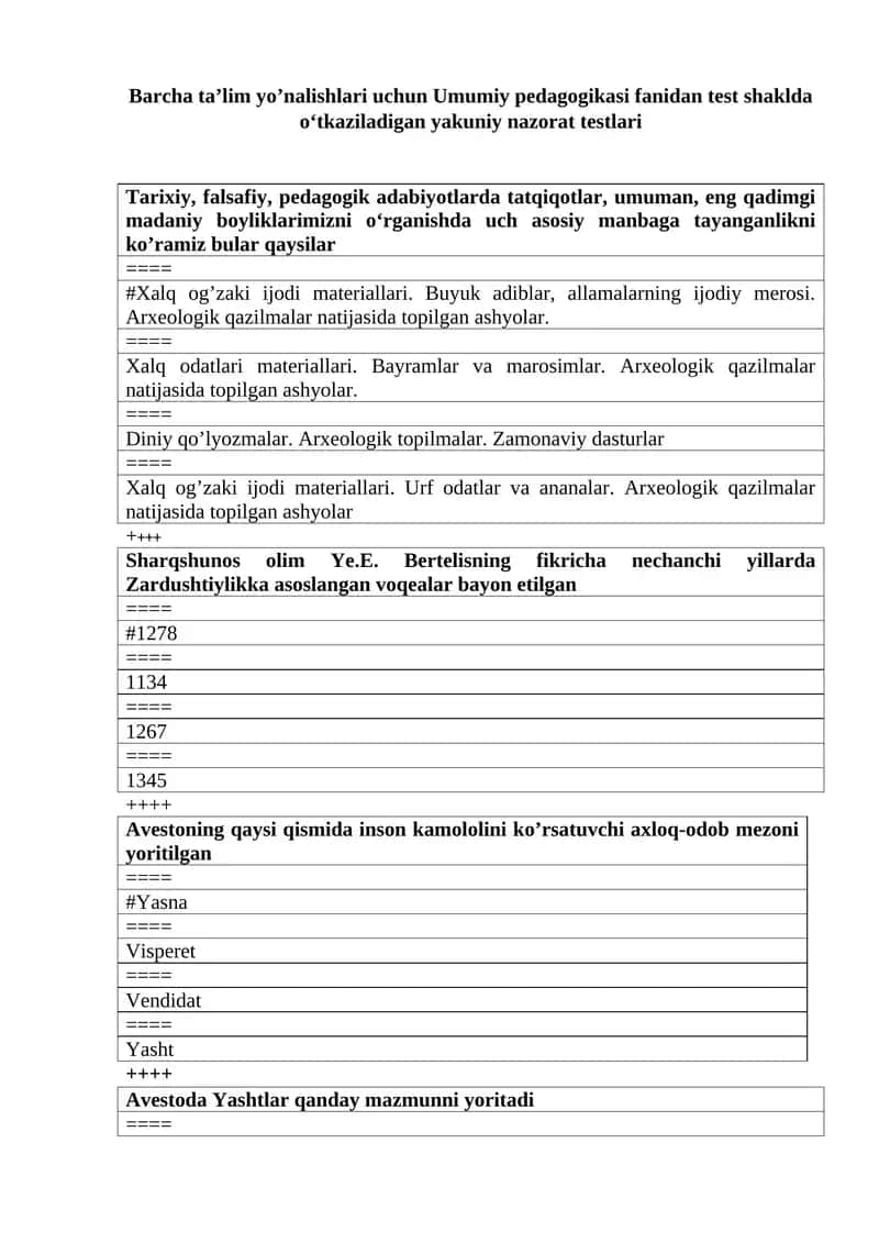 Xalq og’zaki ijodi materiallari