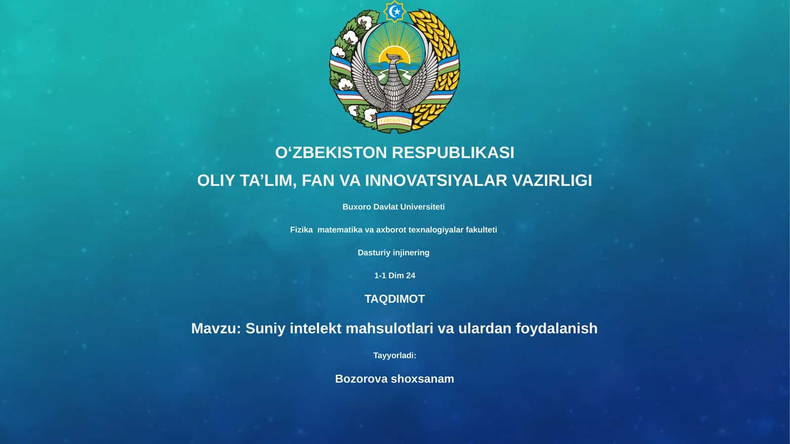 Suniy intelekt mahsulotlari va ulardan foydalanish