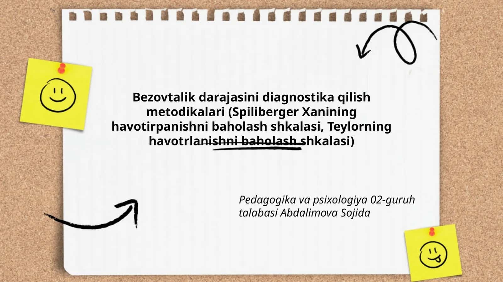 Bezovtalik darajasini diagnostika qilish metodikalari