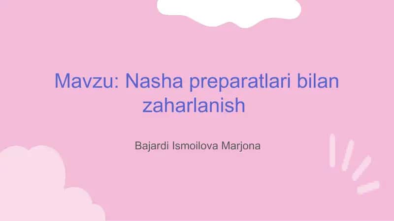 Nasha preparatlari bilan zaharlanish