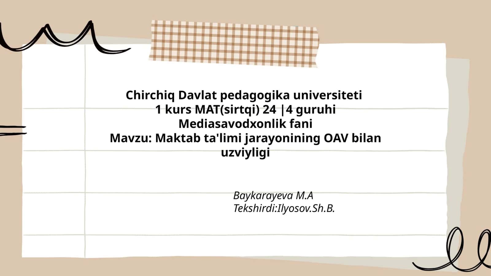 Maktab ta'limi jarayonining OAV bilan uzviyligi